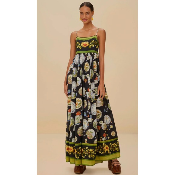 FARM Rio Dresses & Skirts - NWT FARM Rio Black Trip Souvenir Maxi Dress Black Large Floral Novelty Print
